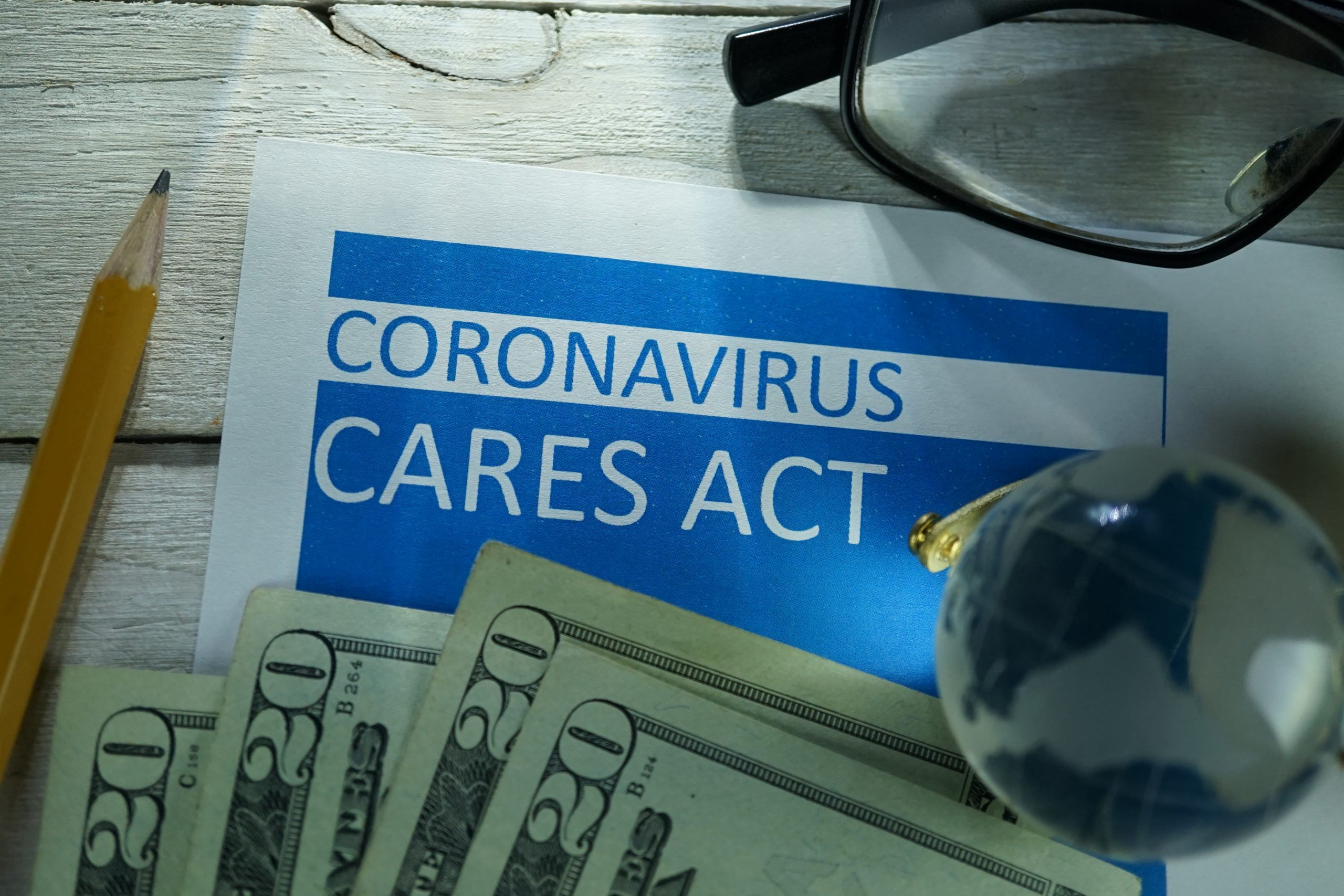 Coronavirus CARES Act paper with money