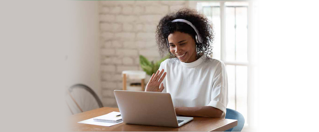 Woman at home on a laptop