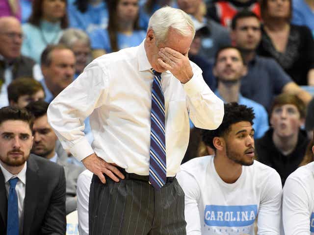 North Carolina Coach Roy Williams is sad