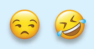 Unamused Face Emoji appears to give a sidelong glance at Rolling on the Floor Laughing Emoji