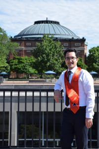 Mohsen in front of school