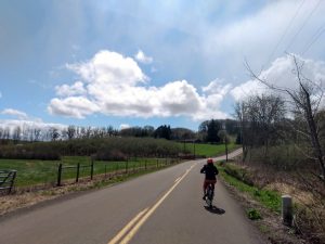 Biking on a country road