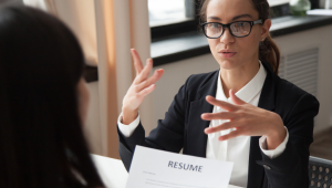 two people interviewing