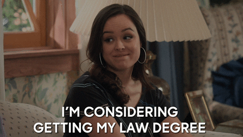 A scene from the sitcom "The Goldbergs" with the caption "I'm considering getting my law degree."