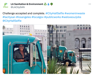 A tweet showing a City Hall Selfie from Los Angeles Sanitation & Environment.