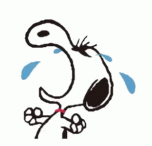 A GIF of Snoopy crying.