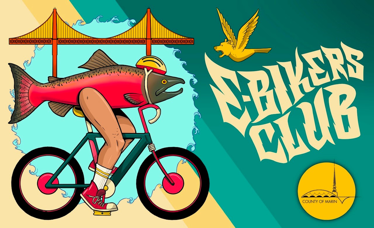 E-bike campaign image of a fish on a bike