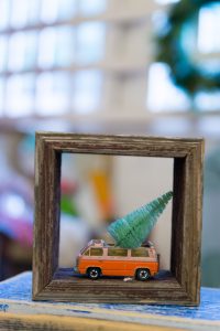 Toy car with a Christmas tree