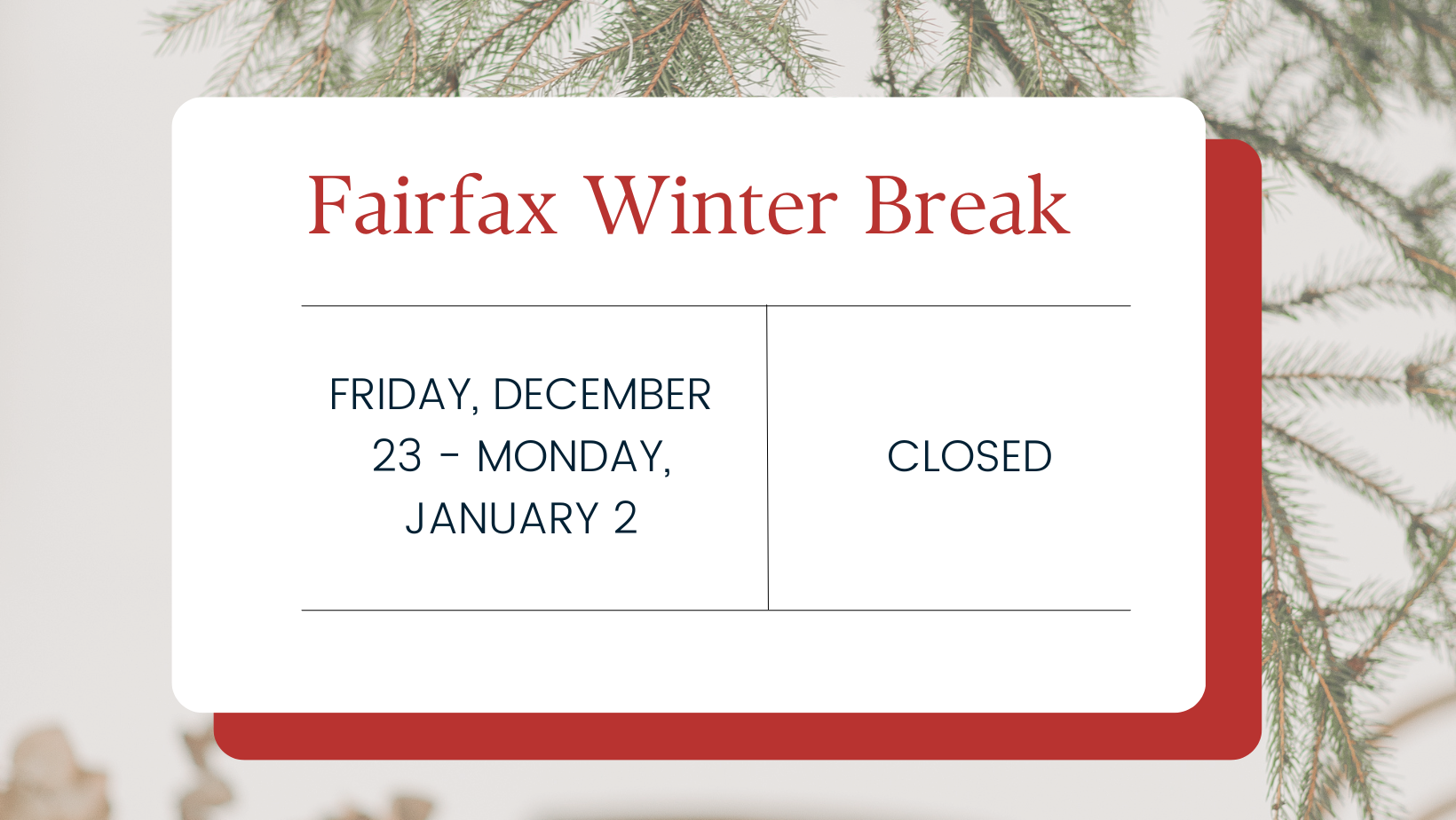 Town of Fairfax Winter Break Town of Fairfax