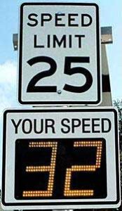 Image of 25 mile per hour electronic speed limit radar sign