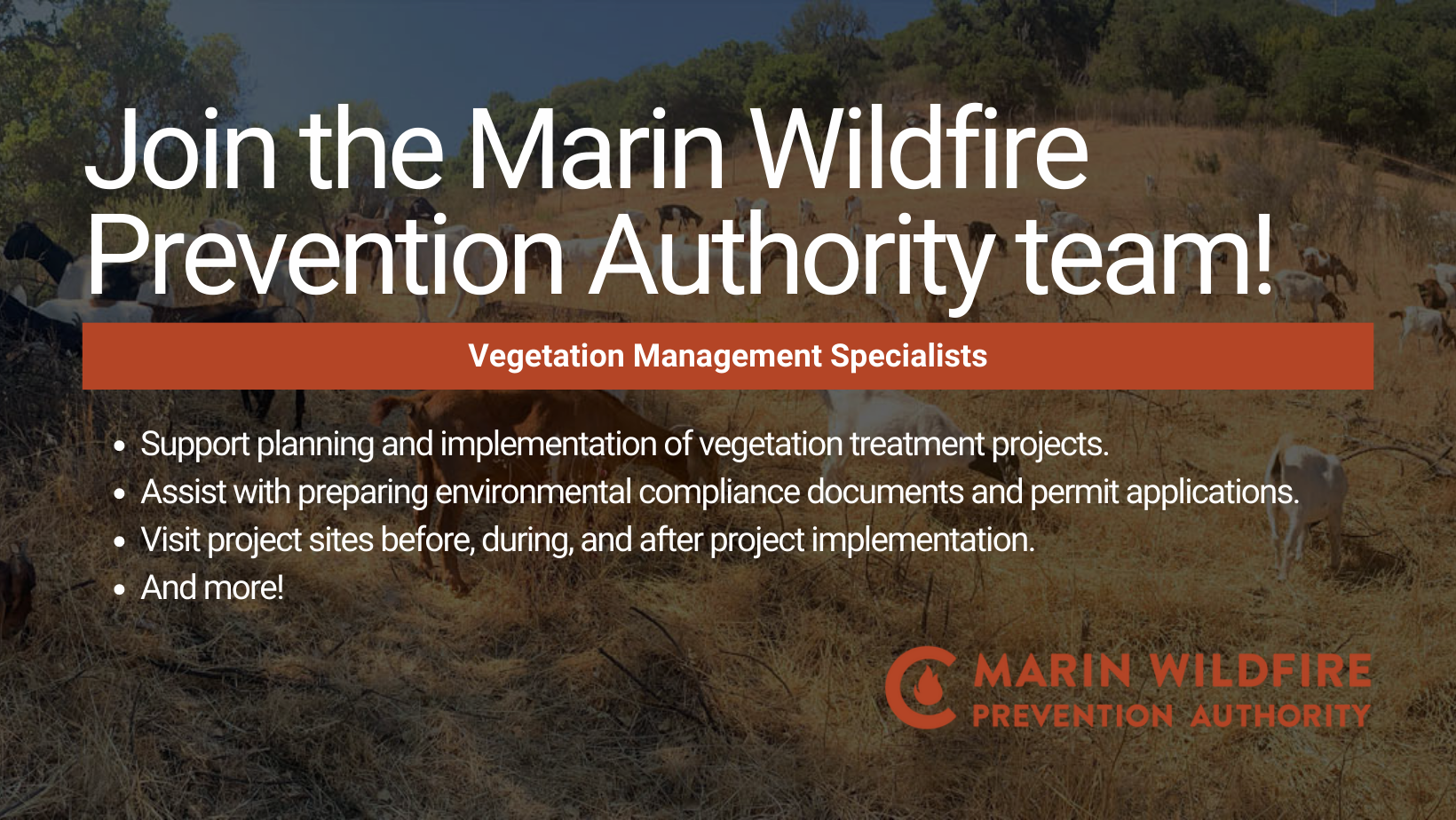 Advertisement of Marin Wildfire Prevention Authority job promotion