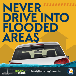 \&quot;Never Drive into Flooded Areas\&quot; flyer for safe driving