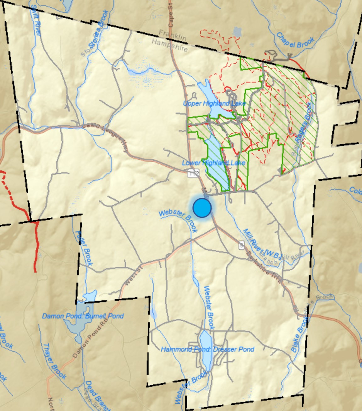 town center dot map of Goshen
