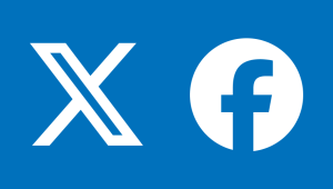 X (Twitter) and Facebook icons