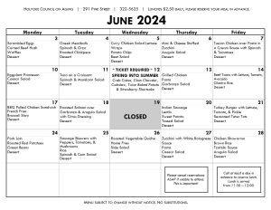 COA June 2024 menu