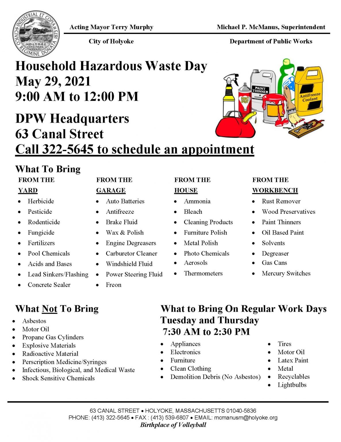 Hazardous Waste Day Flier City of Holyoke