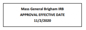 Mass General IRB Approval Effective Date 11/2/2020