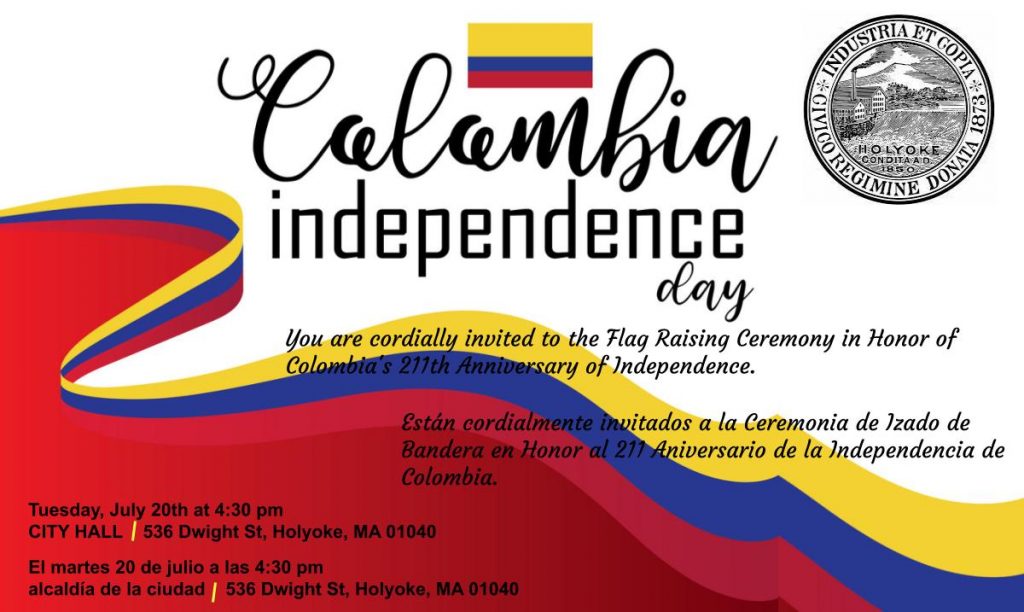 Colombian Independence Day Flag Raising City of Holyoke