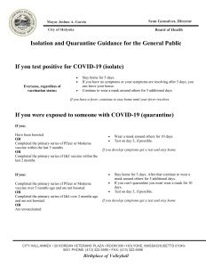 Information on quarantine and isolation policies