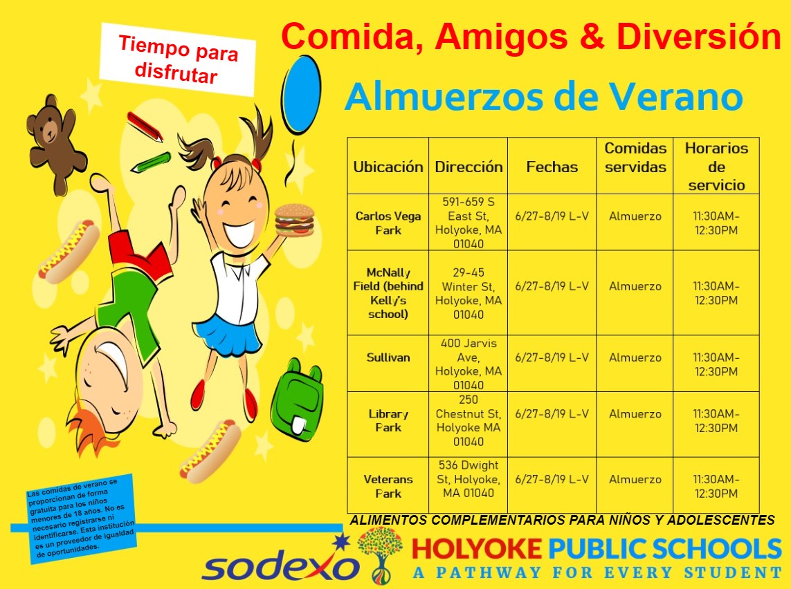 Flyer for Summer Park program providing lunches for kids - Spanish