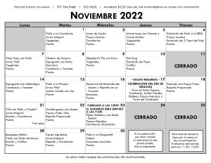 COA November 2022 Menu Espanol