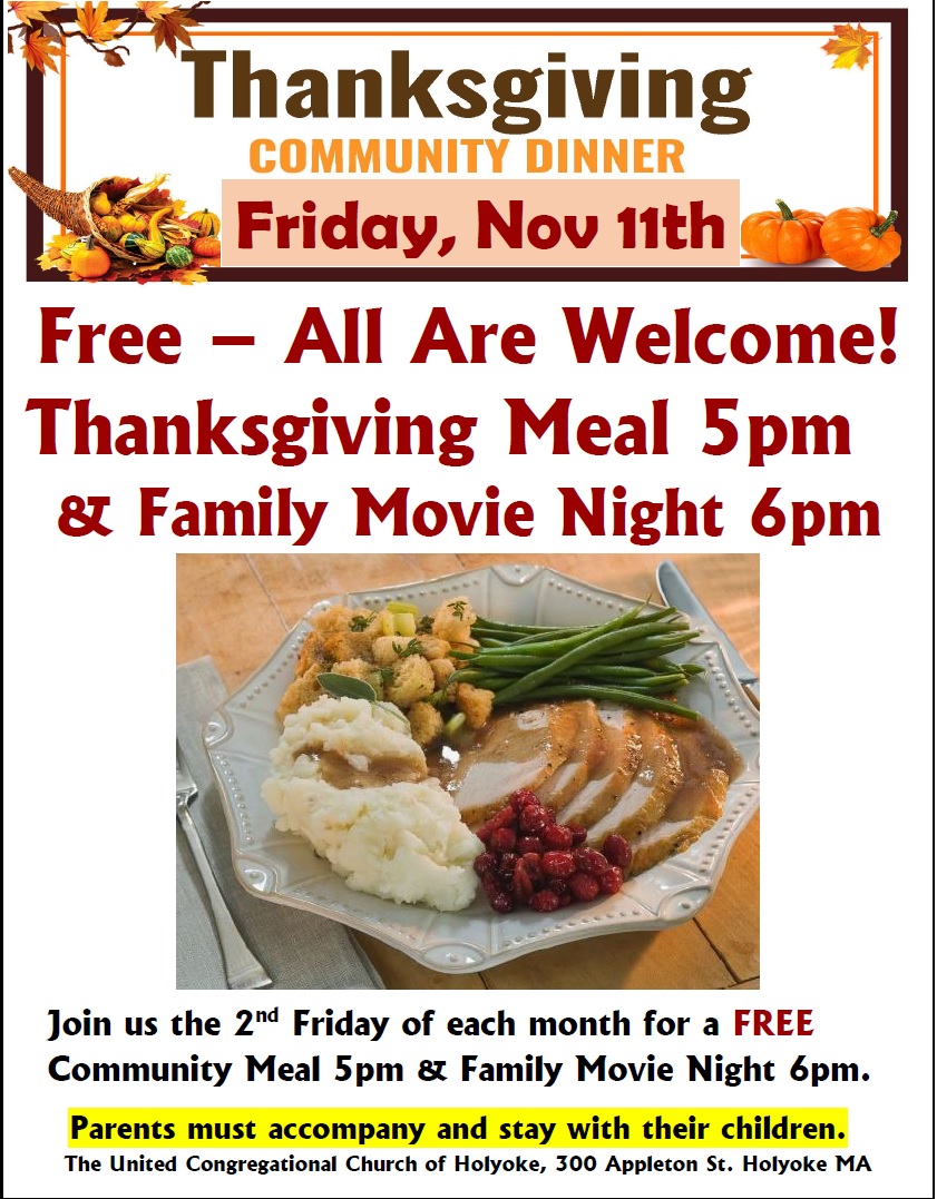 Thanksgiving Community Dinner and Family Movie Night City of Holyoke