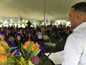 Mayor Garcia addressing 2023 care Center graduates