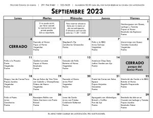 COA September 2023 Menu en Espanol