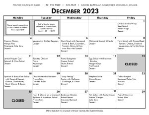 COA December 2023 menu
