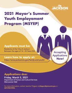 Mayor's Summer Youth Employment Flyer 2021