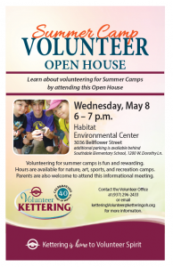 Summer Camp Open House May 8, 2019 6:00 p.m. at the Habitat Environmental Center