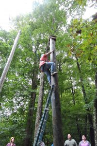 Kettering Leadership Academy participate in a challenge at the retreat