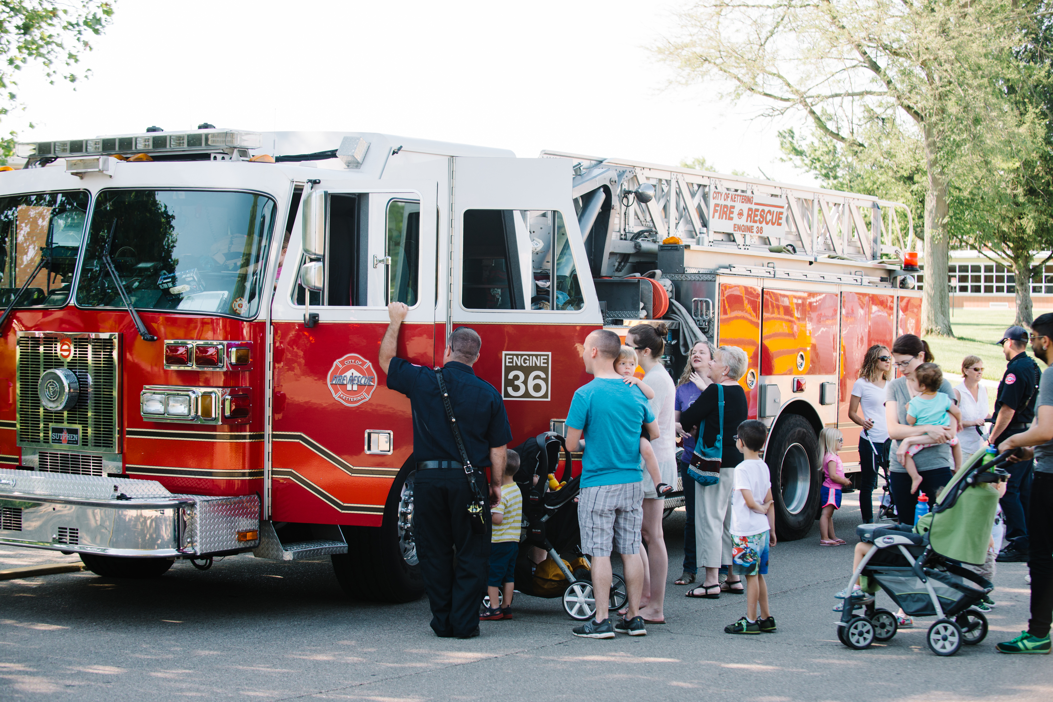 crowd at fire truck