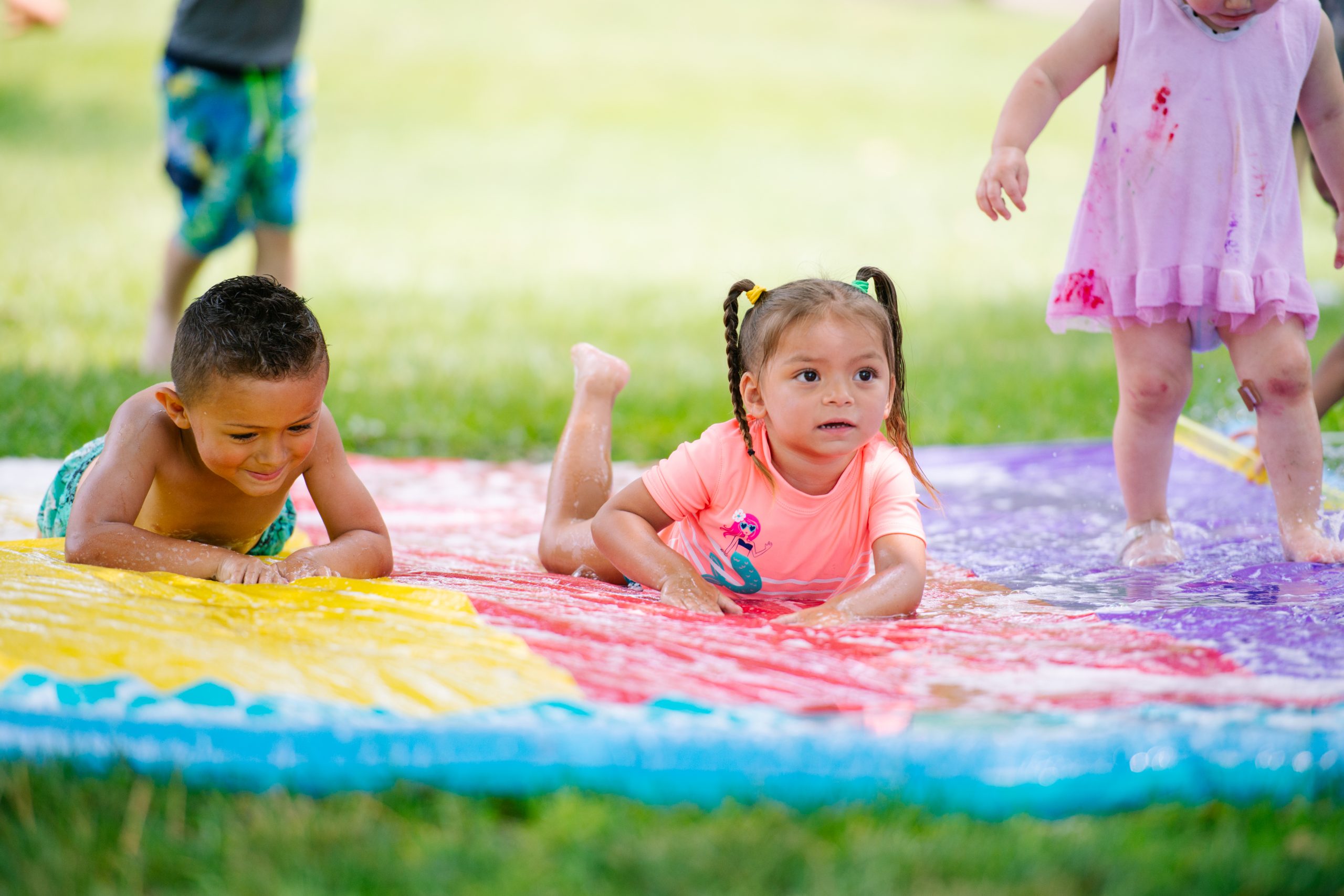 kids on slip and slide