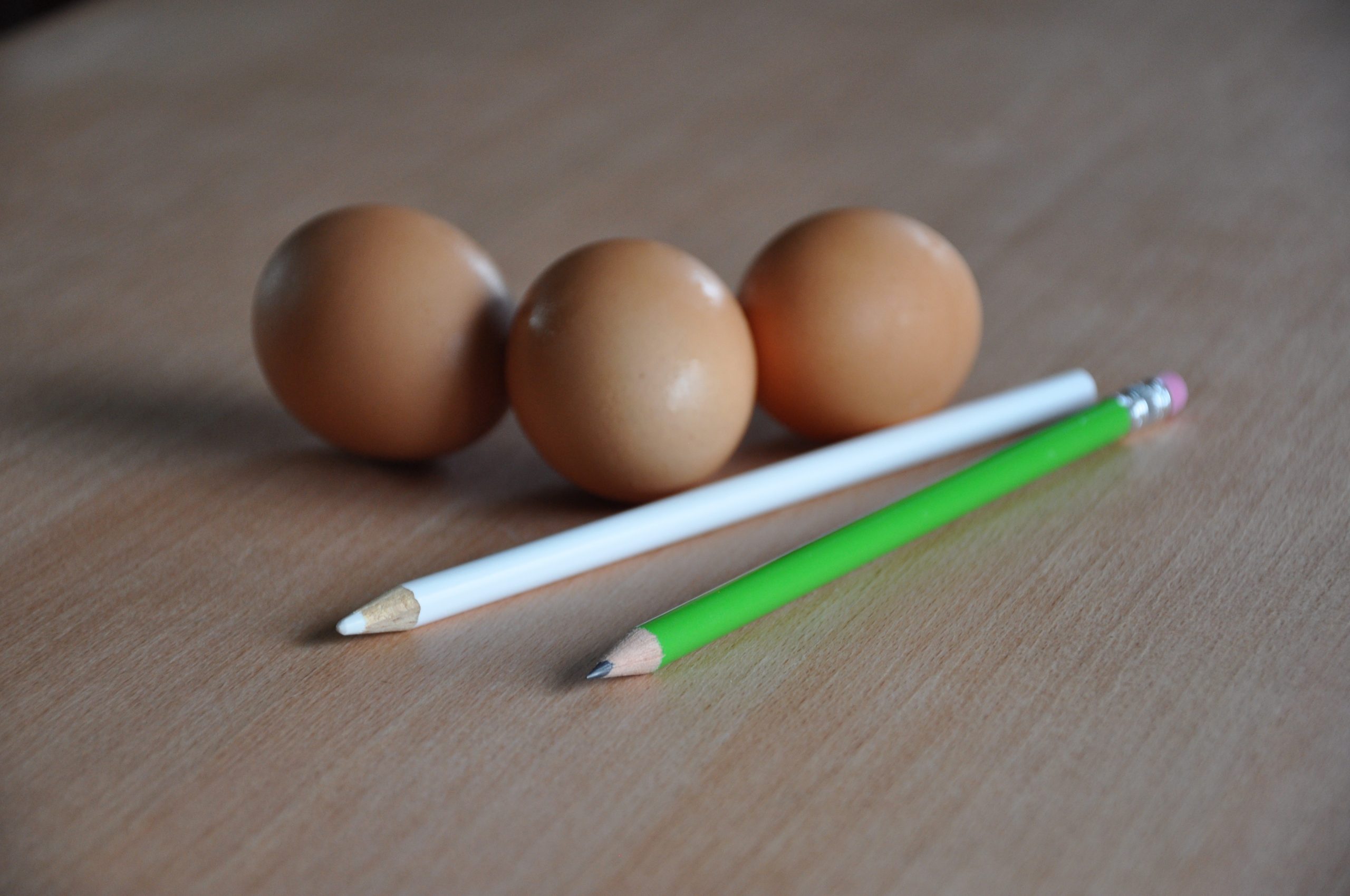 egg with pencils