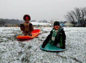 kids sledding