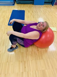 woman on exercise ball