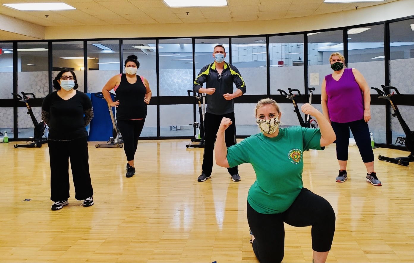 masked exercise class