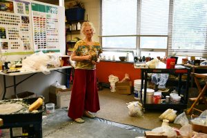 woman in pottery studio