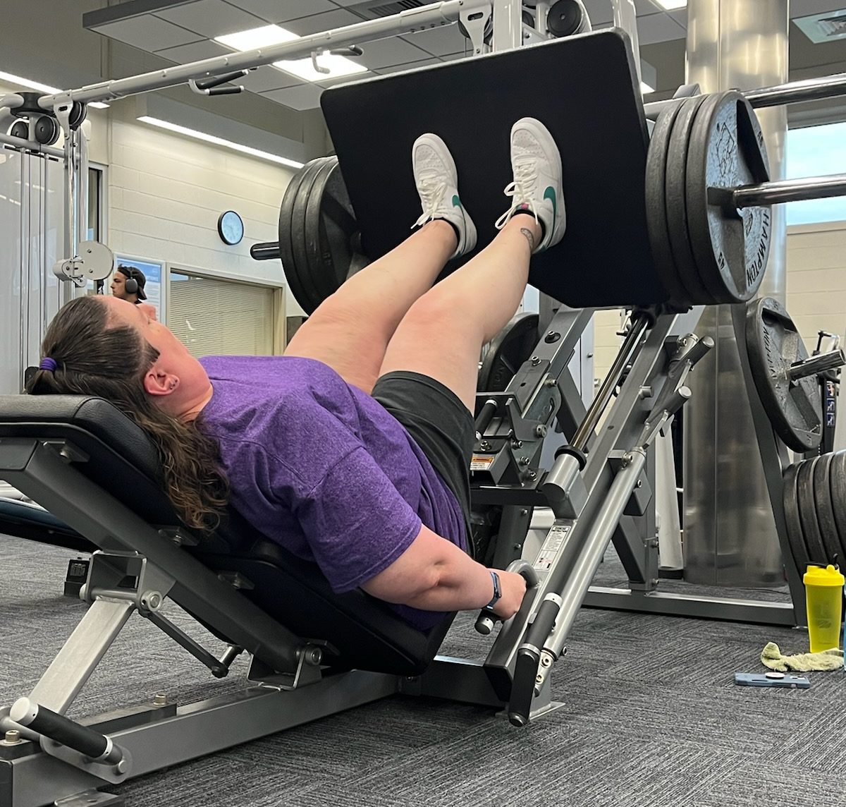 woman on leg press