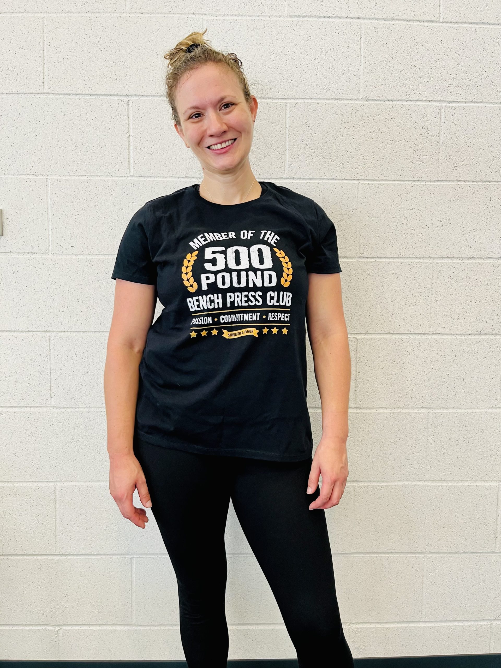 woman in fitness shirt