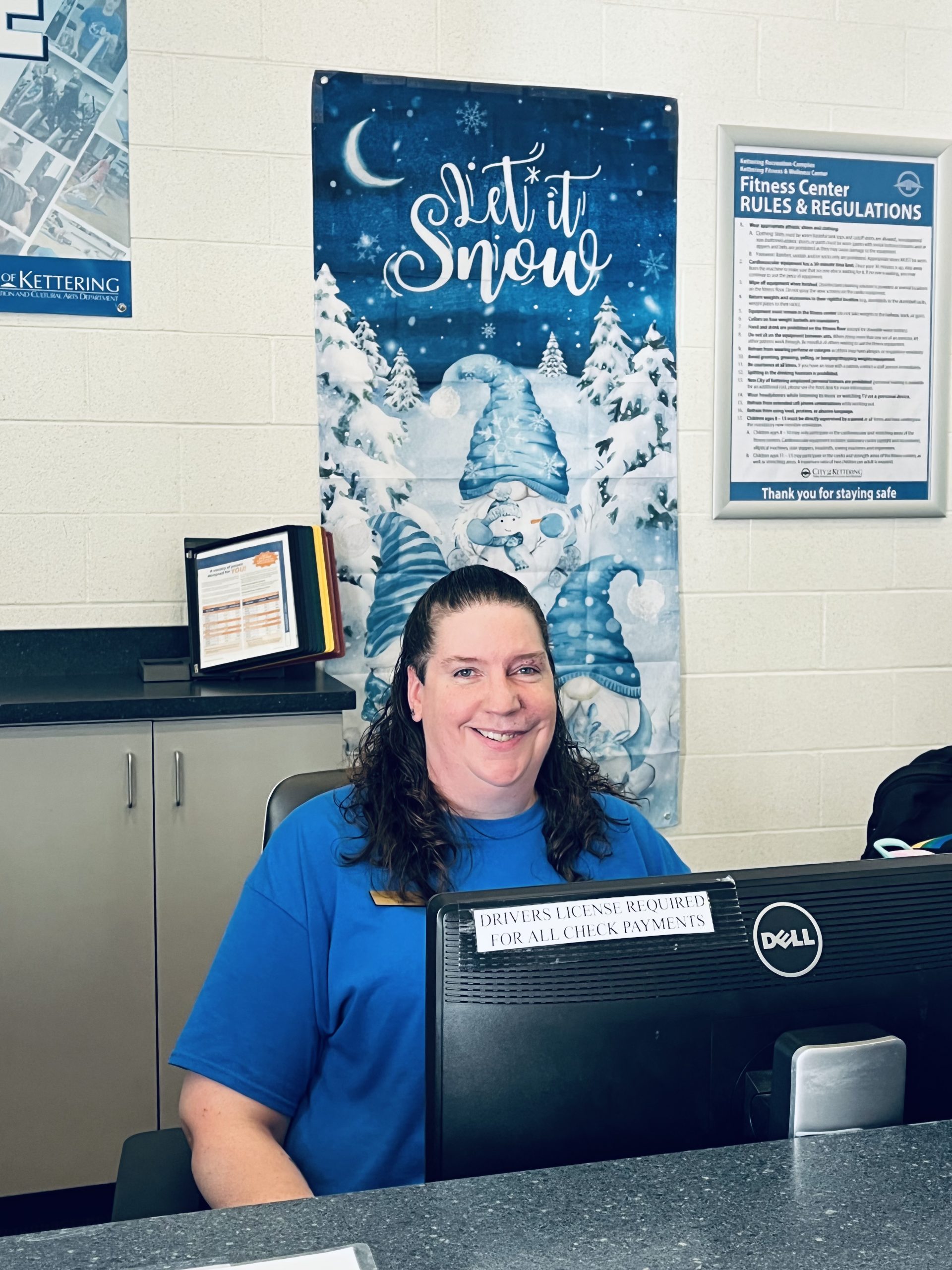 woman at fitness desk