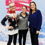 women with holiday backdrop