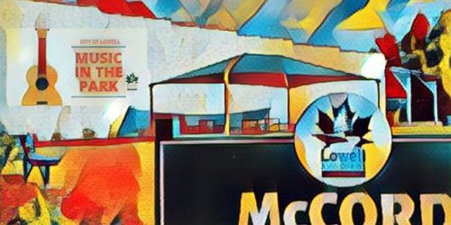 Image of downtown McCord Family Park in colorful abstract design