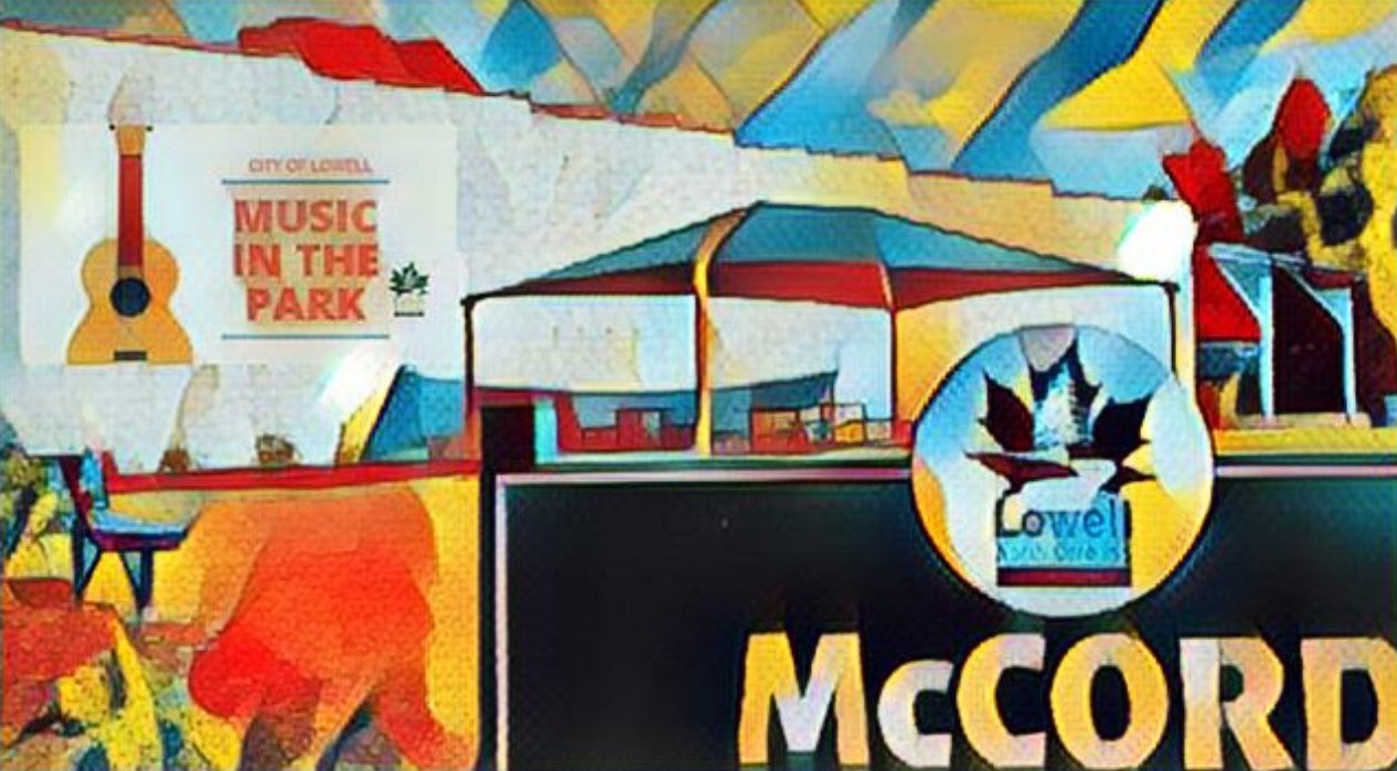 Image of downtown McCord Family Park in colorful abstract design