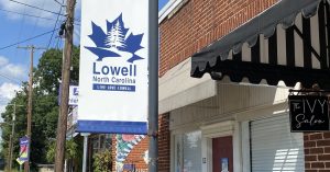 Downtown Lowell with Lowell Banner