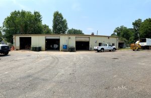 Public Works building with bay doors