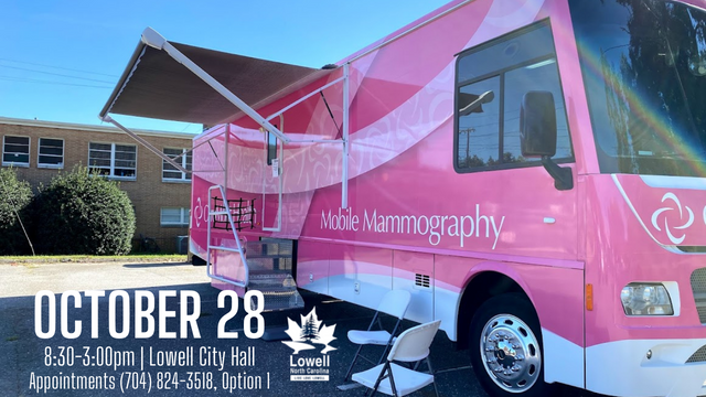 Mobile Mammogram Image of Large Pink Bus