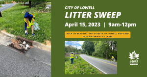 Photos of volunteers cleaning up litter along the streets