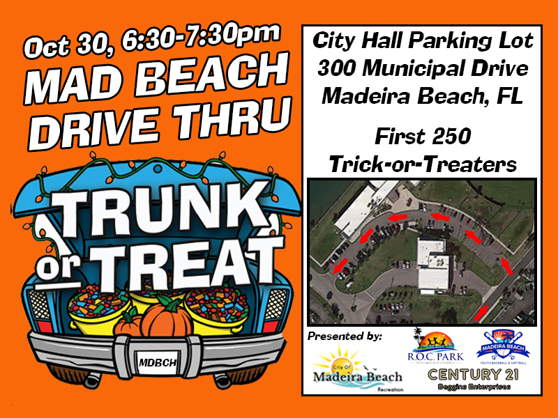 Mad Beach Drive Thru Trunk or Treat Flyer - Oct 30 6:30pm